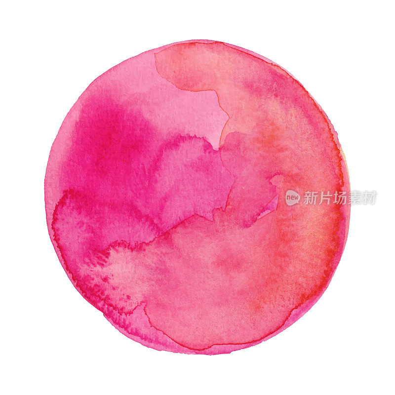 Pink Painted Watercolor Circle Isolated on a White Background